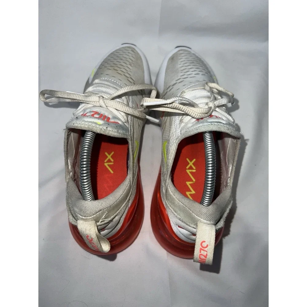 Nike White/Red/Yellow Solid Low Top Lace-Up Athletic Sneakers Air Max 270 Size10